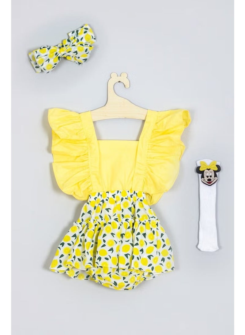 Ada Bebek Çocuk Ada Baby Kids Frilly Lemon Patterned Miki Knee Socks Set - Image 1